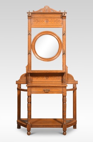 Antique oak hall stand - hall, |