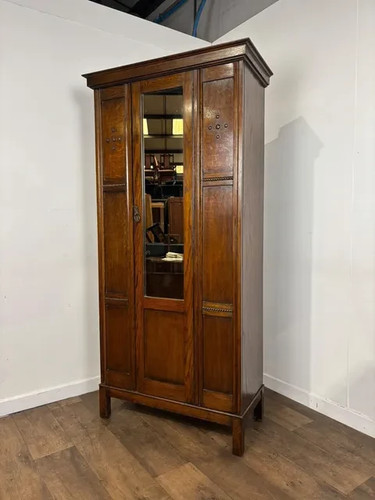 Vintage oak single mirror door - oak,