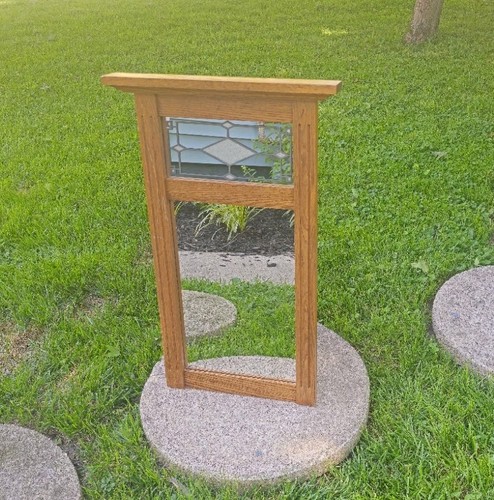Mission oak wall mirror - wall, with