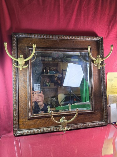 Antique oak hall mirror - antique,