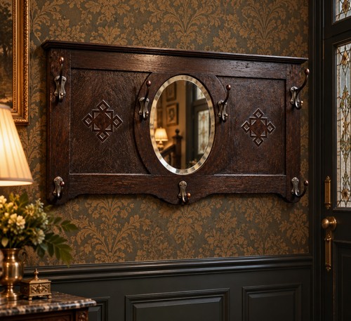 Antique arts crafts oak hall - antique,