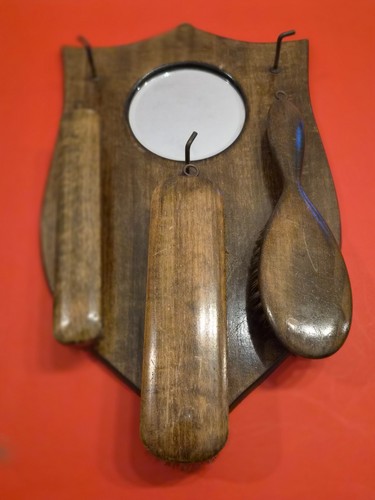 Vintage oak hall mirror