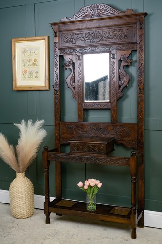 Antique oak hall - hall, stand