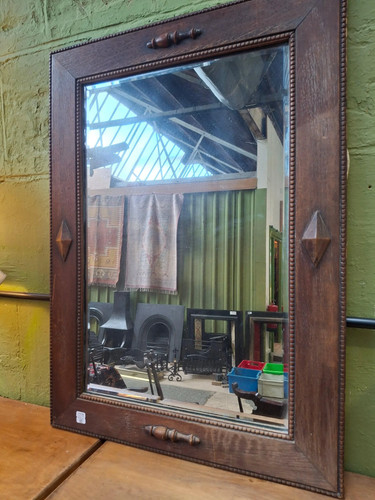 Antique oak mirror - oak, with