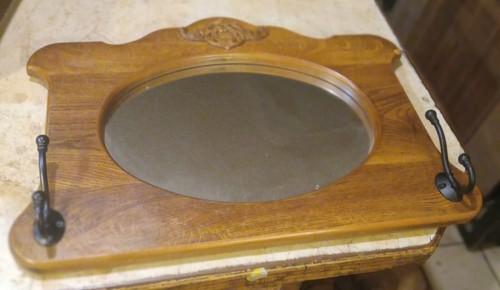Solid oak hall tree mirror - oak,