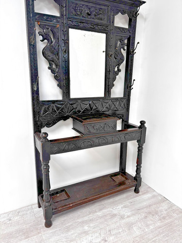 Victorian carved oak hall - victorian,