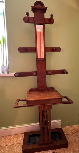 Antique hand carved hall - hall, stand